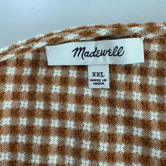 Madewell Gingham Puff Sleeve Wrap Dress Size XXL 2XL Golden Pecan Pockets NE793 - Picture 5 of 13